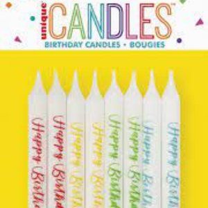 Happy Birthday printed candles